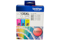 Brother LC135XLCL3PK Ink Cartridge - 3 Pack Multi Colour (Cyan, Magenta & Yellow) - Yields up to 1200 Pages