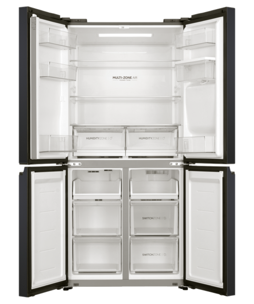 Hrf580yhc   haier quad door fridge freezer 508l with non plumbed water dispenser black %282%29