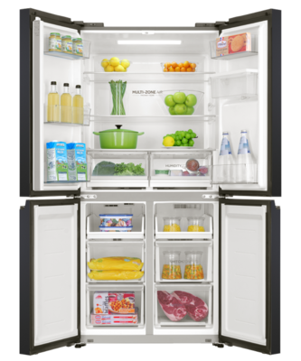Hrf580yhc   haier quad door fridge freezer 508l with non plumbed water dispenser black %283%29