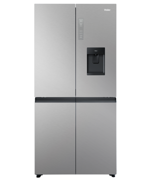 Hrf580yhs   haier quad door fridge freezer 508l with non plumbed water dispenser satina %281%29