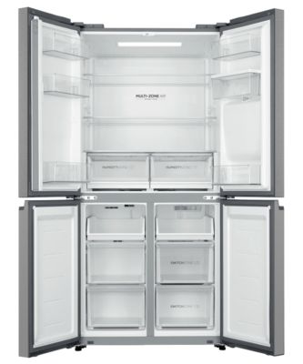 Hrf580yhs   haier quad door fridge freezer 508l with non plumbed water dispenser satina %282%29