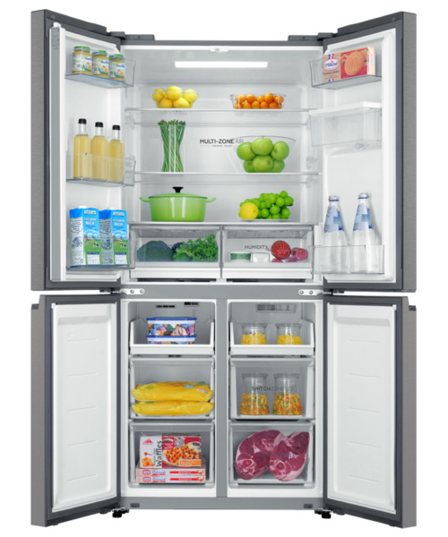 Hrf580yhs   haier quad door fridge freezer 508l with non plumbed water dispenser satina %283%29