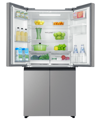 Hrf580yhs   haier quad door fridge freezer 508l with non plumbed water dispenser satina %284%29