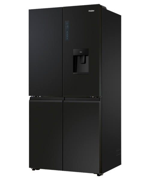 Hrf580ypc   haier quad door fridge freezer 508l with plumbed ice   water dispenser black %284%29