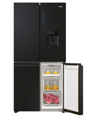 Hrf580ypc   haier quad door fridge freezer 508l with plumbed ice   water dispenser black %285%29