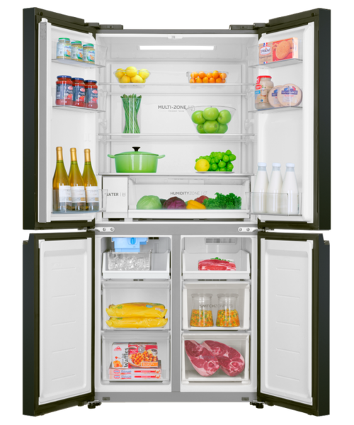 Hrf580ypc   haier quad door fridge freezer 508l with plumbed ice   water dispenser black %286%29
