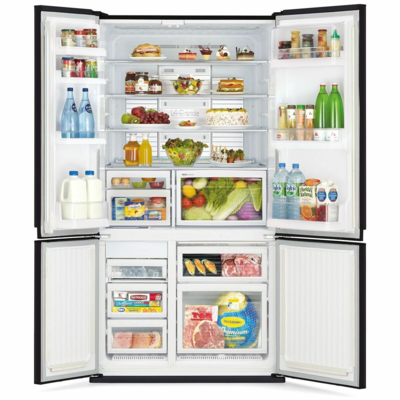 Mr la635er gbk a   mitsubishi quad door black glass 635l refrigerator %282%29
