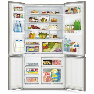 Mr la635er gsl a   mitsubishi quad door silver glass 635l refrigerator %282%29