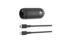 Belkin BoostCharge 30W USB-C Car Charger + USB-C to Lightning Cable Black