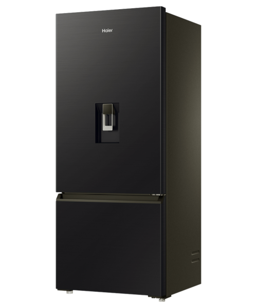 Hrf420bhc   haier bottom mount fridge freezer 431l with non plumbed water dispenser black %282%29