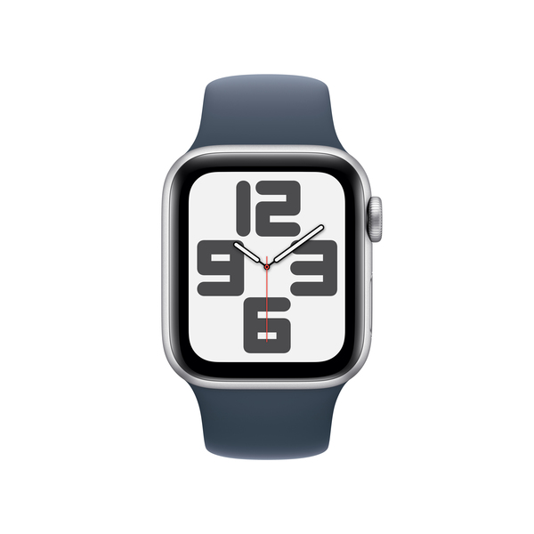 Apple watch se gps 40mm silver aluminium storm blue sport band pdp image position 2  anz