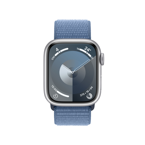 Apple watch series 9 lte 41mm silver aluminium winter blue sport loop pdp image position 2  anz
