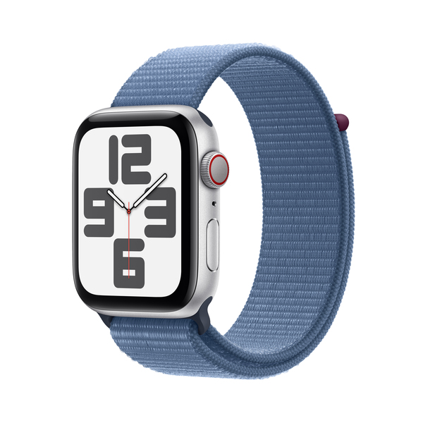Apple watch se lte 44mm silver aluminium winter blue sport loop pdp image position 1  anz