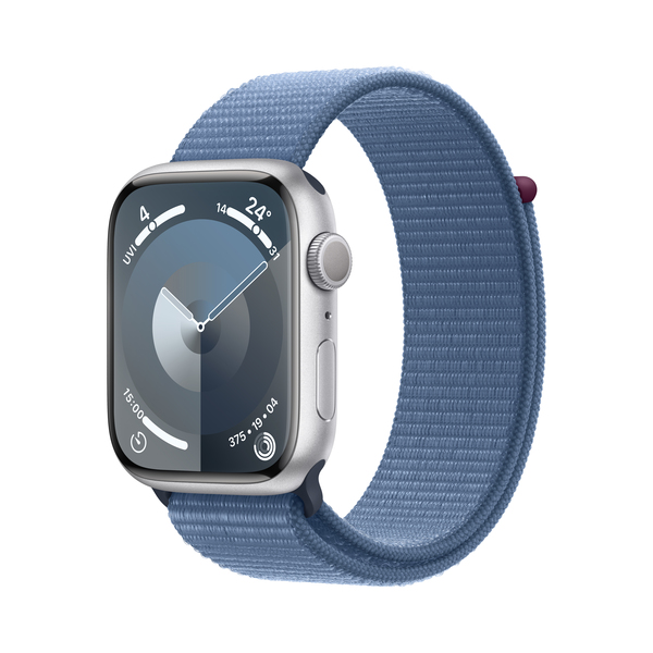 Apple watch series 9 gps 45mm silver aluminium winter blue sport loop pdp image position 1  anz
