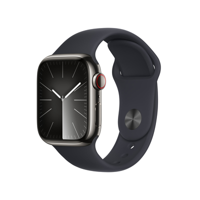 Apple watch series 9 lte 41mm graphite stainless steel midnight sport band pdp image position 1  anz