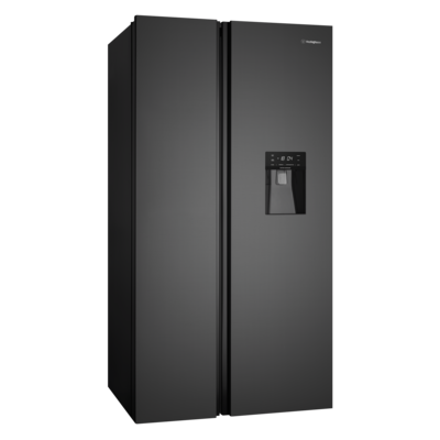 Wse6640ba   westinghouse 619l side by side fridge matte charcoal black with non plumbed water dispenser %282%29