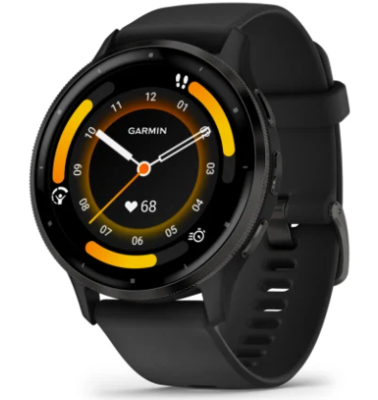010 02784 01   garmin venu 3 slate stainless steel bezel with black case and silicone band 1