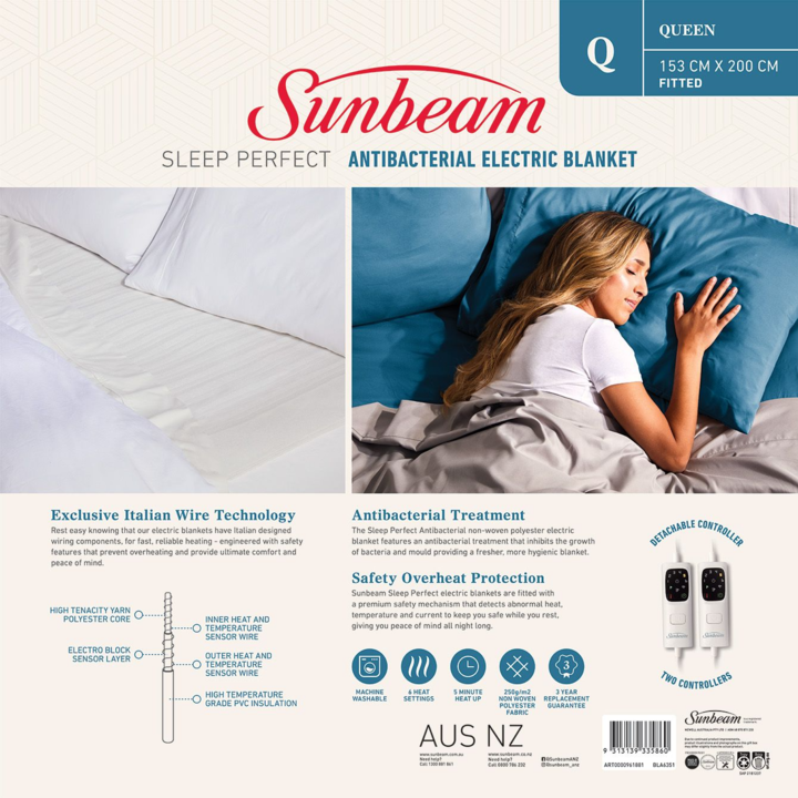 Bla6351   sunbeam sleep perfect antibacterial electric blanket queen %282%29