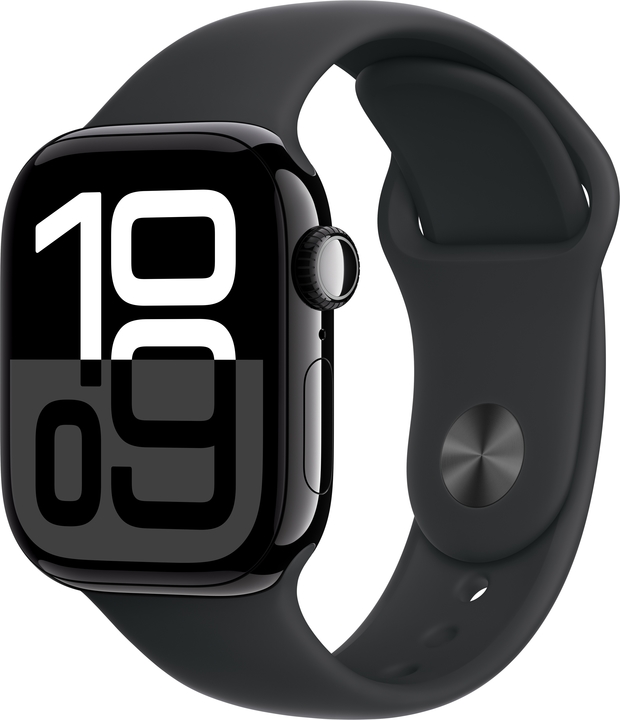 Apple watch series 10 cellular 42mm jet black aluminium black sport band 34fr screen  usen