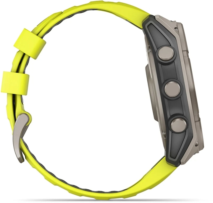 010 02907 22   garmin fenix 8 51 mm  solar  sapphire  titanium with amp yellow graphite silicone band %284%29