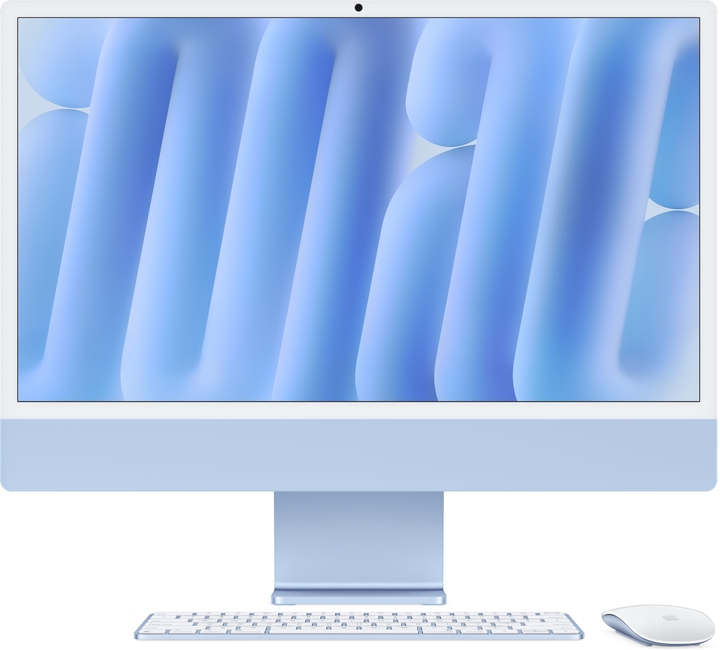 Imac 24 in m4 chip blue pure front magic keyboard touch id magic mouse screen  usen