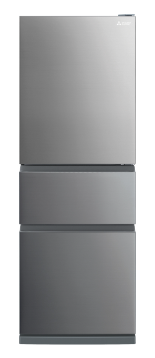 Mr cx328exl ss a   mitsubishi 328l bottom mount multi drawer fridge   left hinge   silver