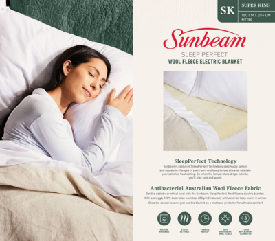 Blw6681 sunbeam sleep perfect wool fleece electric blanket super king %282%29